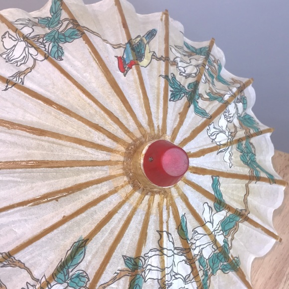 Vintage Handmade Japanese Wooden Decor Umbrella - Picture 2 of 9